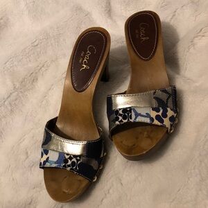 Coach Allissa Wooden Denim Patchwork 3 inch Heel Comes with original box